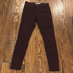 Topshop Burgundy Skinny Jeans